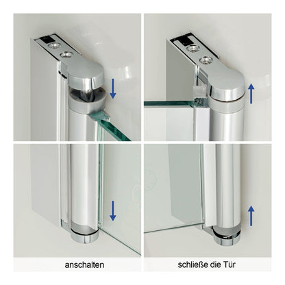 Cabine de douche EMKE avec double portes pliantes, hauteur : 185 cm/195 cm