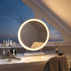 EMKE CM01 Miroir de maquillage de table rond éclairé par LED avec cadre, ф40/48cm