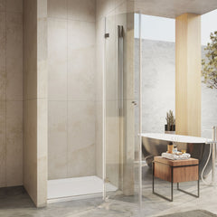 Porte de douche sans cadre EMKE, porte pliante, pour douche en niche, hauteur : 185 cm/195 cm