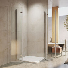 Cabine de douche EMKE avec double portes pliantes, hauteur : 185 cm/195 cm