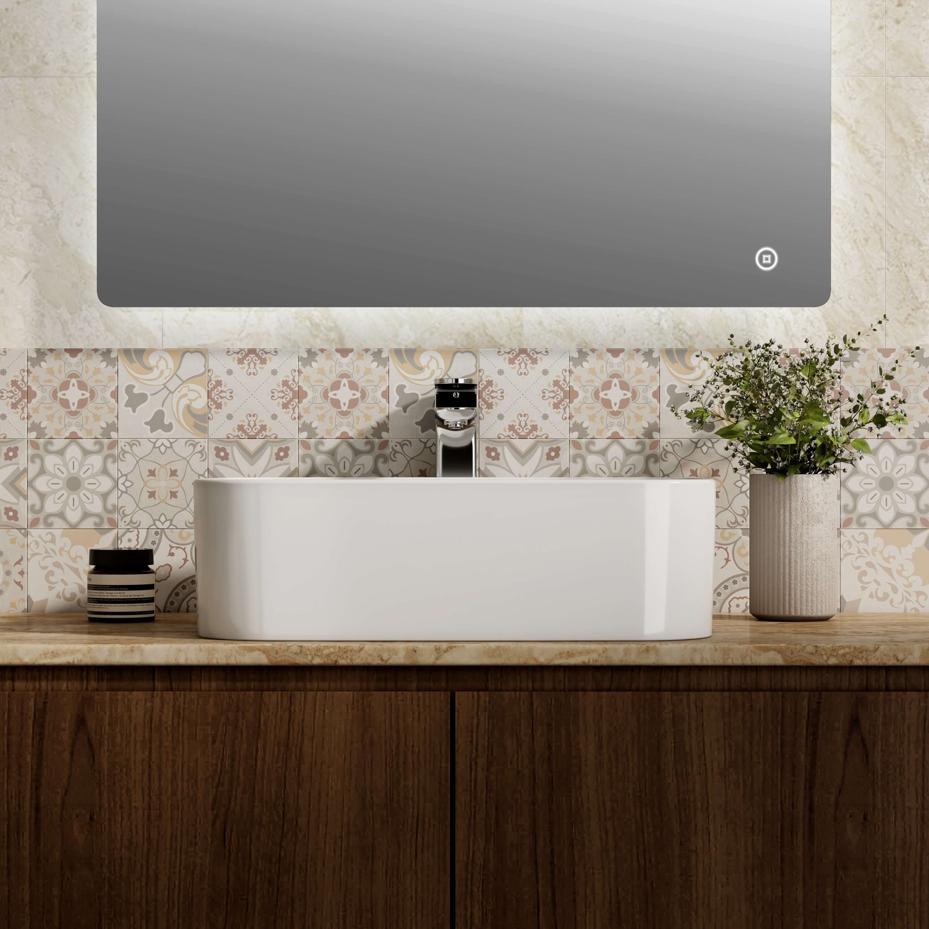 Lavabo Suspendu Carré Céramique Moderne 60x36x13 Cm – Bord Fin Design Élégant – Blanc Brillant – Idéal Petite Salle De Bain Ou WC Invité