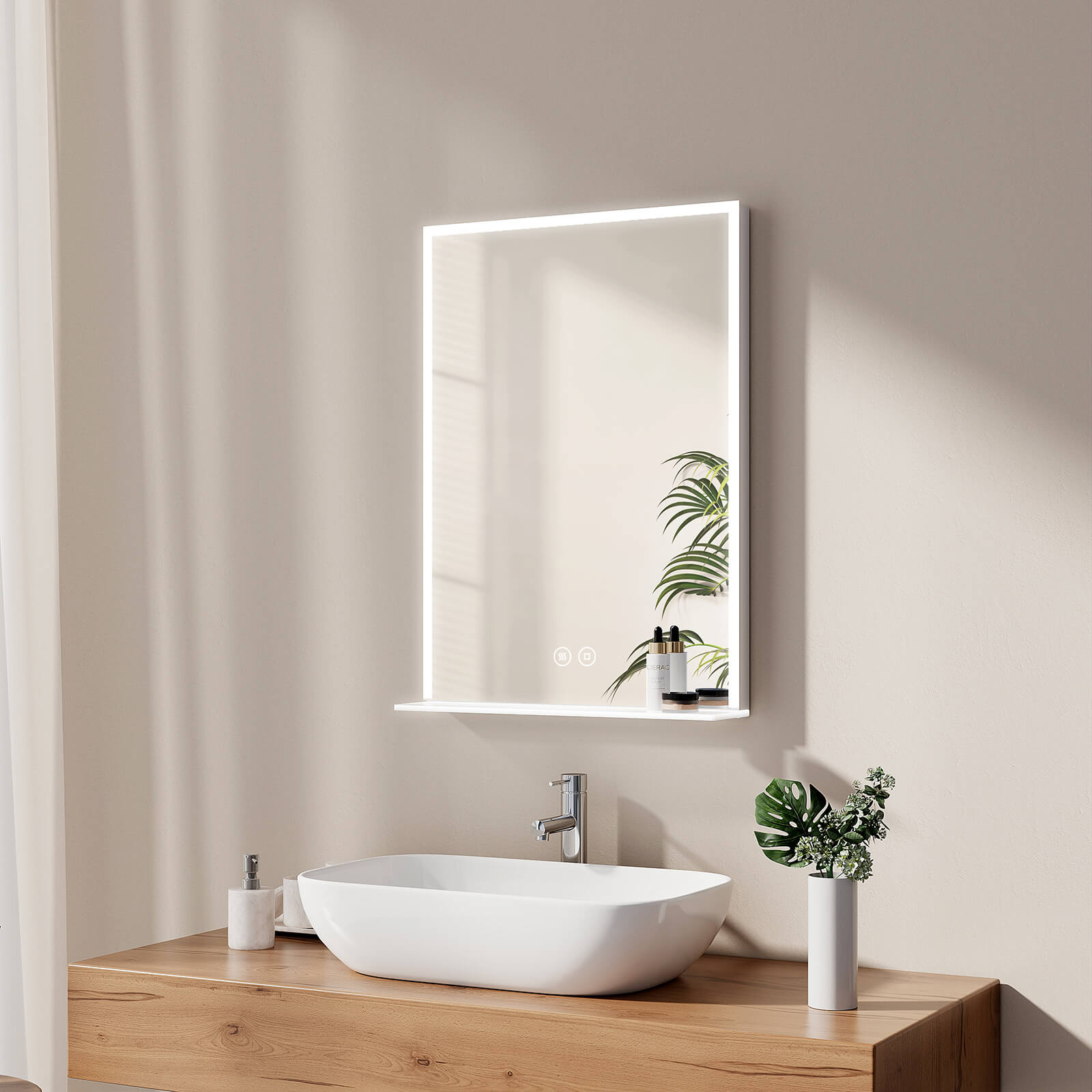 EMKE LED Miroir de salle de bain 80x60cm Miroir de salle de EMKE LED Miroir de salle de bain 80x60cm Miroir de salle de