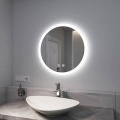 EMKE OLM01 Miroir de salle de bain à éclairage LED, rond, antibuée, 3000/4000/6500K