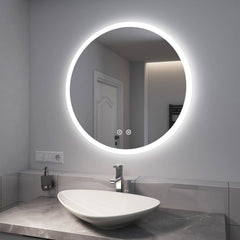 EMKE OLM01 Miroir de salle de bain à éclairage LED, rond, antibuée, 3000/4000/6500K
