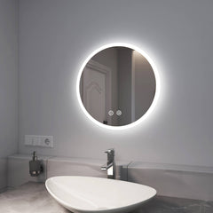 EMKE OLM01 Miroir de salle de bain à éclairage LED, rond, antibuée, 3000/4000/6500K