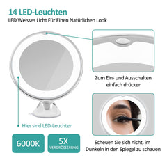 Miroir cosmétique LED EMKE (grossissement 5x, rotatif à 360°)