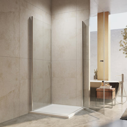 Cabine de douche à double porte pour installation en angle, hauteur 185 cm/195 cm