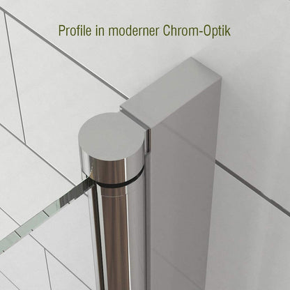 Cabine de douche d'angle avec porte et panneau latéral fixe, hauteur 185cm/195cm