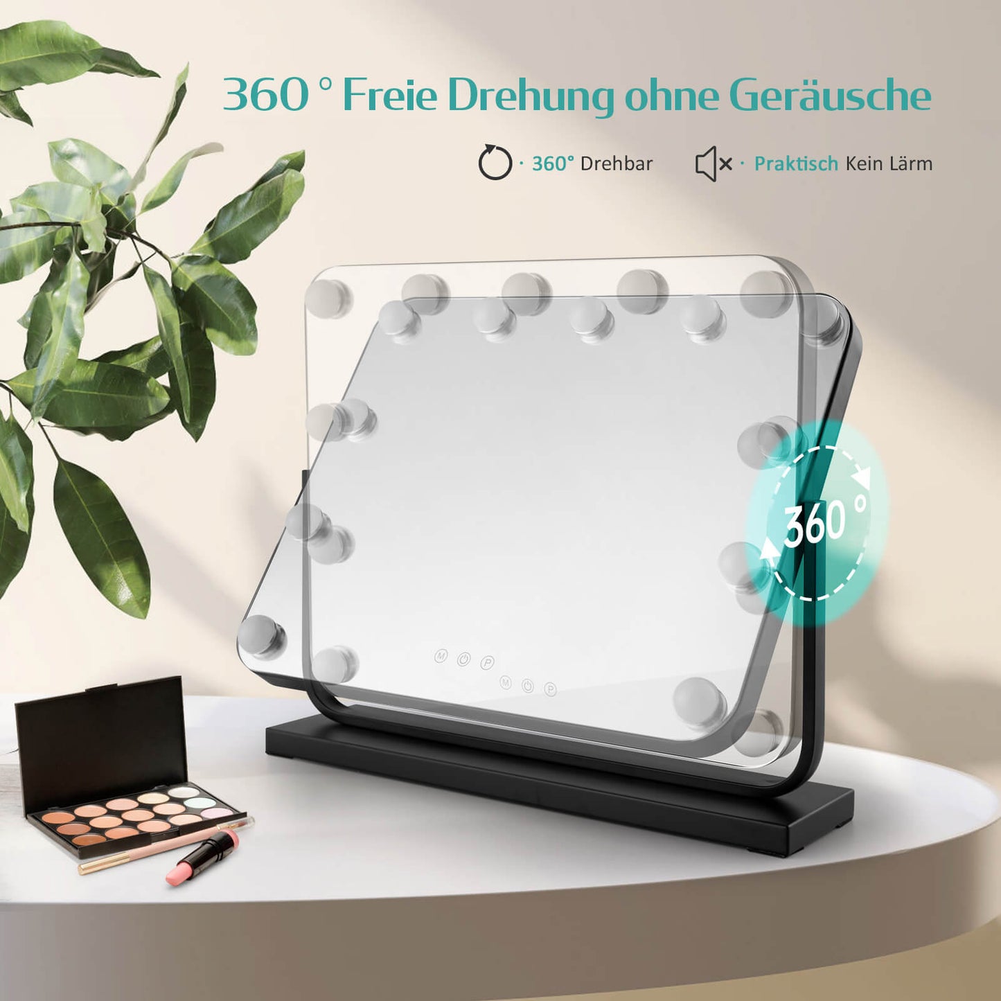 EMKE CM10 Hollywood miroir cosmétique avec éclairage, 3 couleurs de lumière, grossissement 7x