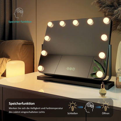 EMKE CM10 Hollywood miroir cosmétique avec éclairage, 3 couleurs de lumière, grossissement 7x