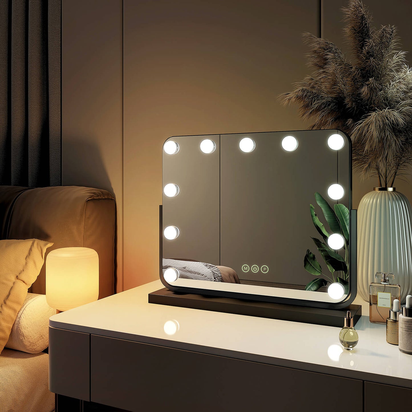EMKE CM10 Hollywood miroir cosmétique avec éclairage, 3 couleurs de lumière, grossissement 7x