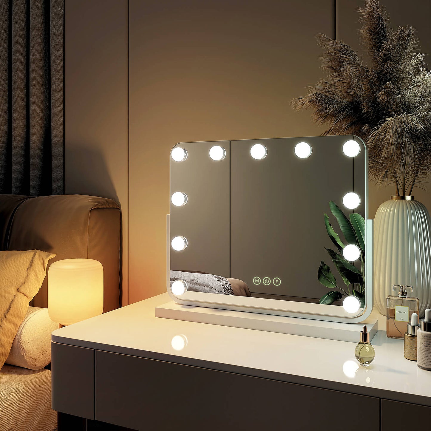 EMKE CM10 Hollywood miroir cosmétique avec éclairage, 3 couleurs de lumière, grossissement 7x