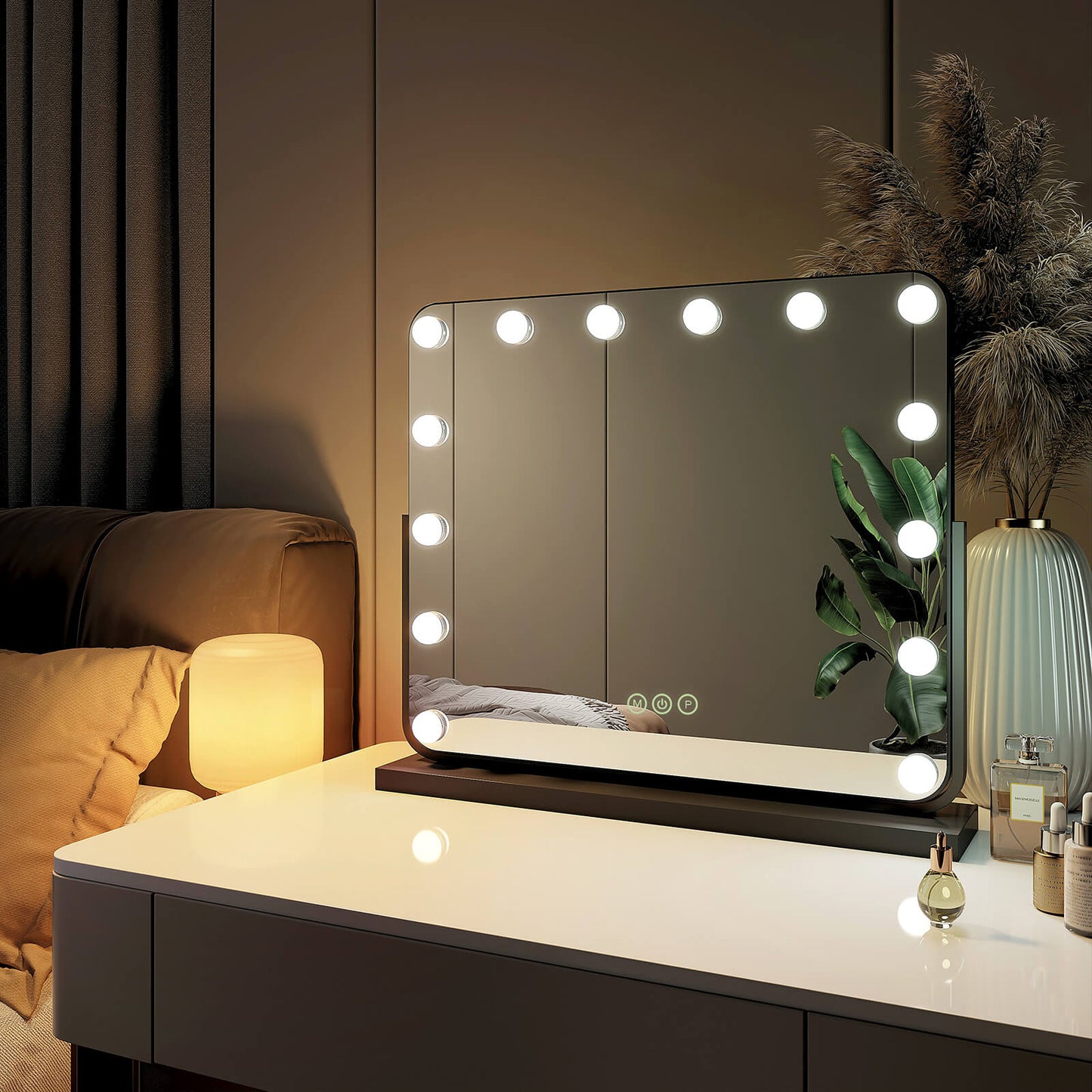 EMKE CM10 Hollywood miroir cosmétique avec éclairage, 3 couleurs de lumière, grossissement 7x