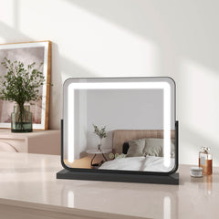 Miroir cosmétique EMKE CM08 avec éclairage, 3 couleurs de lumière, fonction mémoire, montage mural/sur pied