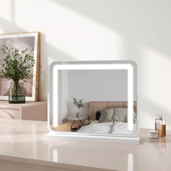 Miroir cosmétique EMKE CM08 avec éclairage, 3 couleurs de lumière, fonction mémoire, montage mural/sur pied