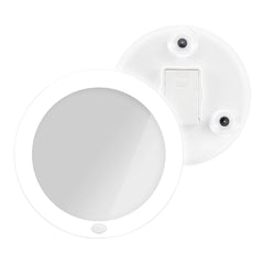 Miroir cosmétique EMKE avec éclairage, grossissement 5x/7x, blanc, avec ventouse, portable, Ø165 mm
