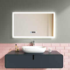 EMKE Miroir de salle de bain lumineux avec interrupteur à bouton/interrupteur tactile, antibuée, 3000/4000/6500K