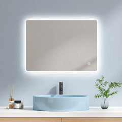 Miroir de salle de bain EMKE LM09 rectangulaire avec éclairage intégré, disponible avec diverses fonctions