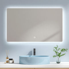 Miroir de salle de bain EMKE LM09 rectangulaire avec éclairage intégré, disponible avec diverses fonctions