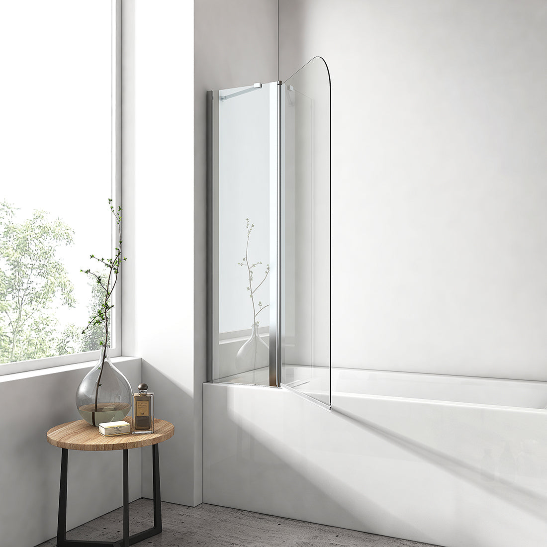 Paroi de douche EMKE pour baignoire (avec fonction pivotante, dimensions : 100cmx140cm)