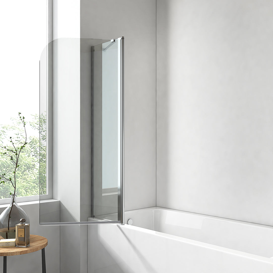 Paroi de douche EMKE pour baignoire (avec fonction pivotante, dimensions : 100cmx140cm)