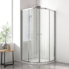 Cabine de douche, chromée, design quart de cercle, avec portes coulissantes, hauteur : 185 cm/195 cm