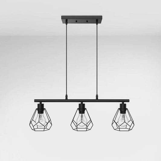 Suspension EMKE "L25B2BL" avec réglage en hauteur, à 3 lampes, noire