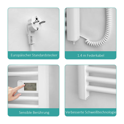 Radiateur de salle de bain EMKE PTR avec résistance chauffante pour fonctionnement purement électrique, 960x540 mm, 500 watts
