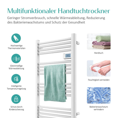 Radiateur de salle de bain EMKE PTR avec résistance chauffante pour fonctionnement purement électrique, 960x540 mm, 500 watts
