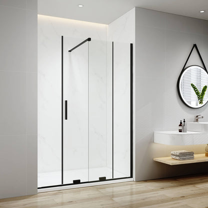 Cabine de douche EMKE à portes coulissantes (noir ou chrome, hauteur : 195 cm)