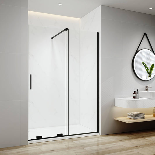 Cabine de douche EMKE à portes coulissantes (noir ou chrome, hauteur : 195 cm)
