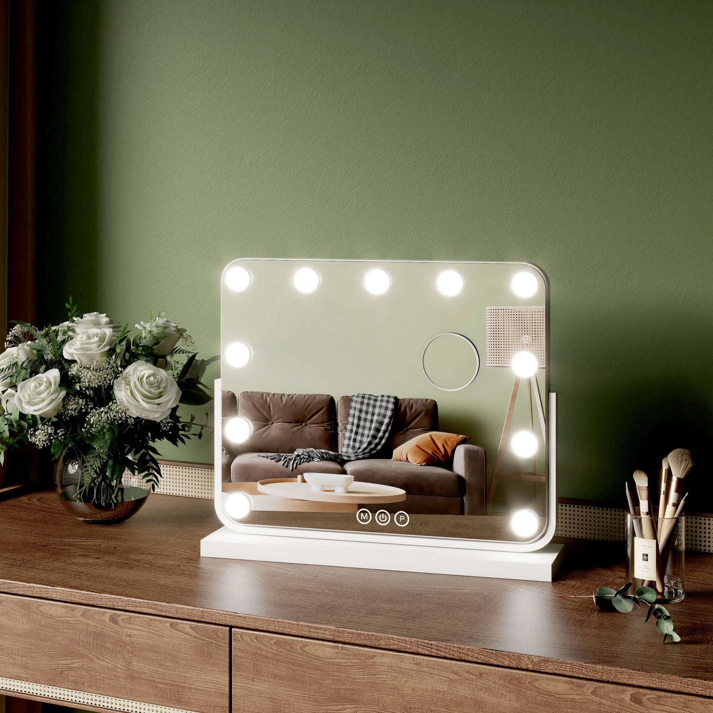 EMKE CM10 Hollywood miroir cosmétique avec éclairage, 3 couleurs de lumière, grossissement 7x