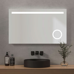 Miroir de salle de bain EMKE LM08 avec éclairage LED, miroir de maquillage intégré et fonction anti-buée