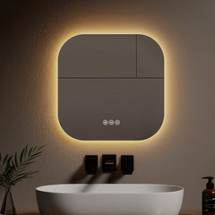 Miroir de salle de bain EMKE LM32 avec éclairage, Softcube, sans cadre, 3000/4000/6500K