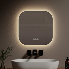 Miroir de salle de bain EMKE LM32 avec éclairage, Softcube, sans cadre, 3000/4000/6500K