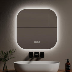Miroir de salle de bain EMKE LM32 avec éclairage, Softcube, sans cadre, 3000/4000/6500K