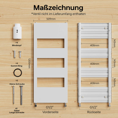 Radiateur de salle de bain design EMKE pour eau chaude ou fonctionnement mixte, blanc