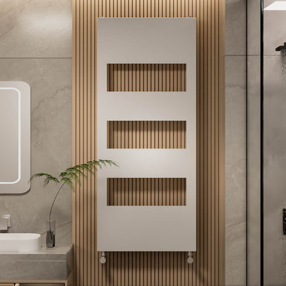 Radiateur de salle de bain design EMKE pour eau chaude ou fonctionnement mixte, blanc