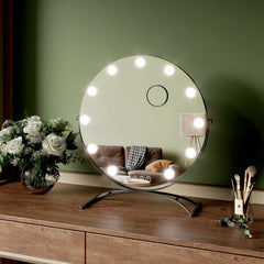 EMKE CM11 Hollywood miroir cosmétique rond avec éclairage, 3 couleurs de lumière, grossissement 7x