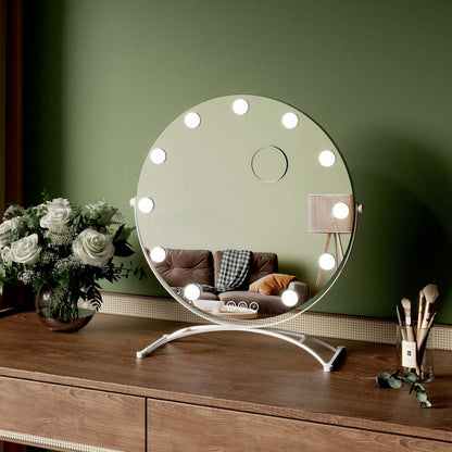 EMKE CM11 Hollywood miroir cosmétique rond avec éclairage, 3 couleurs de lumière, grossissement 7x